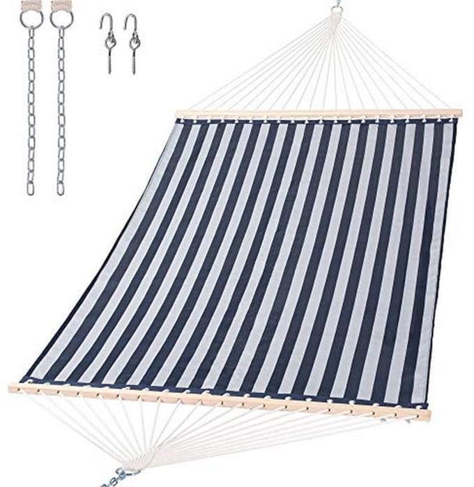 Hangmat 4,5 m Sneldrogend - Dubbel Formaat voor 2 Personen met Hardhouten Stang
