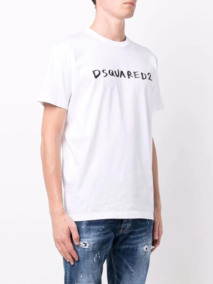Dsquared2 Zwart T-shirt Met Groot Wit Icoon En Cool Logo