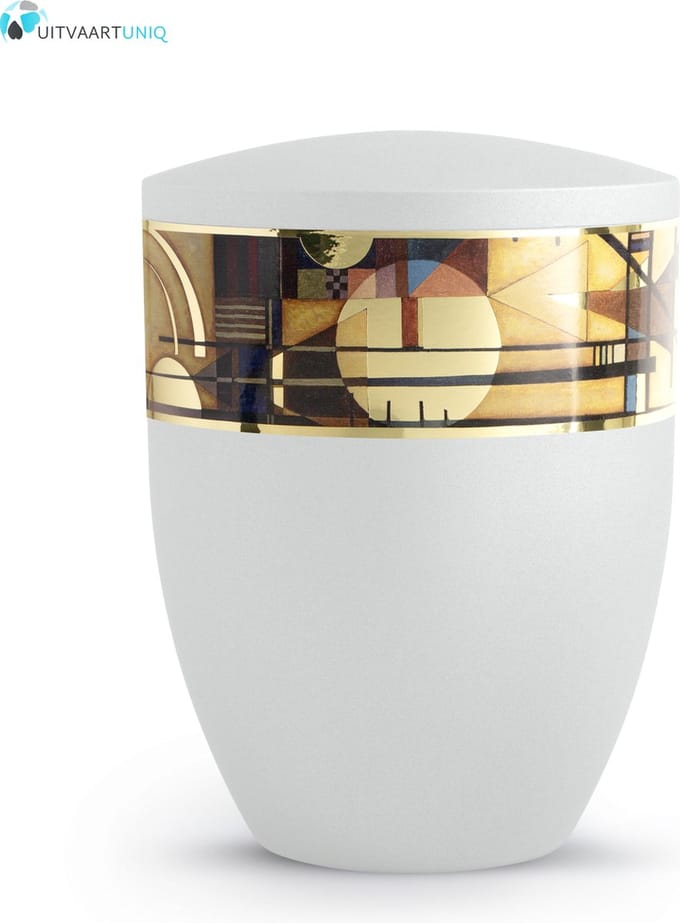Urn modern zon motief wit - bio