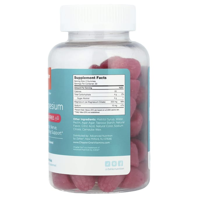 Magnesium Gummies, Suikervrij, Framboos, 60 Gummies (100 mg per gummy)