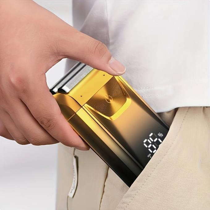 Draagbaar LED LCD-scherm Elektrisch scheerapparaat Herenscheerapparaat Scheerkop Haartrimmer goud