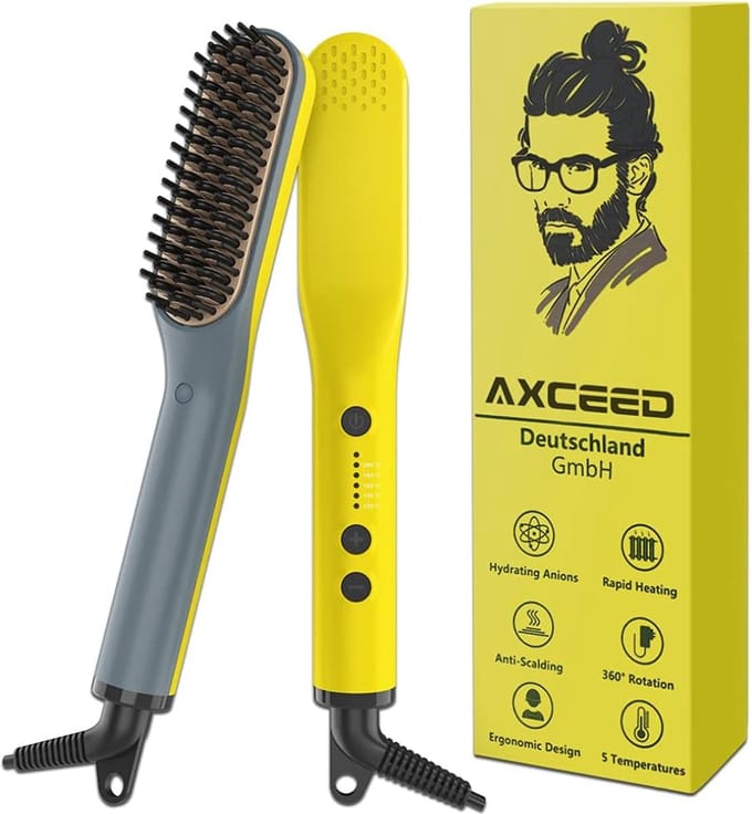 Baard Stijltang - Baardstijler - Baard Styler 5 Warmtestanden - Grijs/Geel