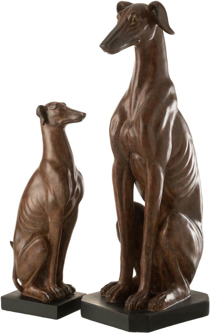J-Line decoratie Windhond Zittend - polyresin - bruin - large