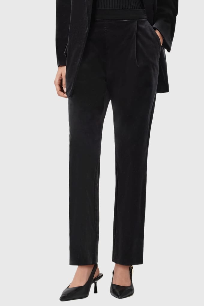 AllSaints Aleida Vel Trouser Black Größe: 12 | Stoffhosen Outlet | Damen | Schwarz
