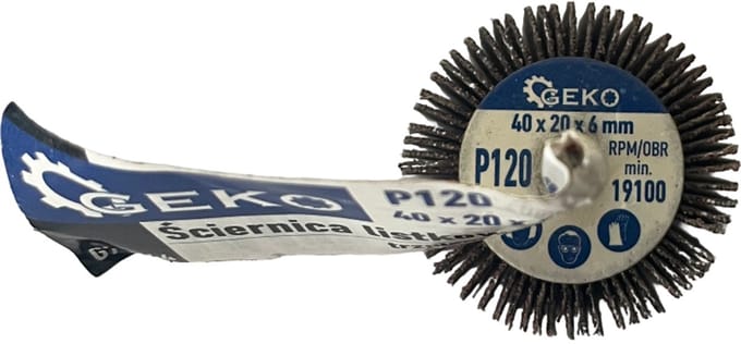 GEKO Flapwiel - P120 korrel - 40x20 mm - 6 mm as - Synthetische hars
