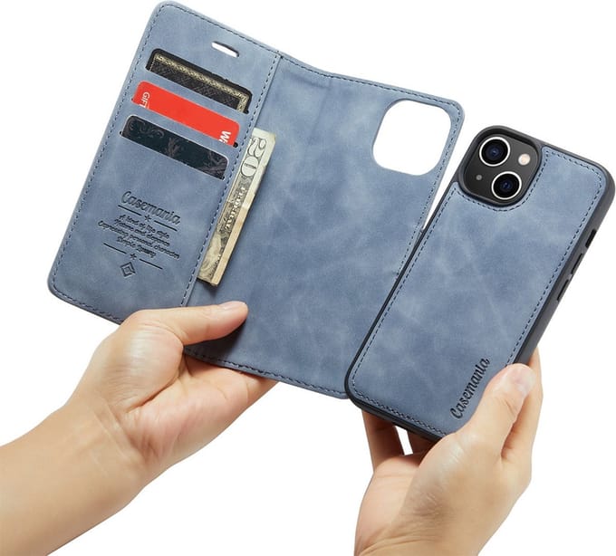 iPhone 15 Plus Bookcase hoesje - CaseMe - Effen Grijs - Kunstleer