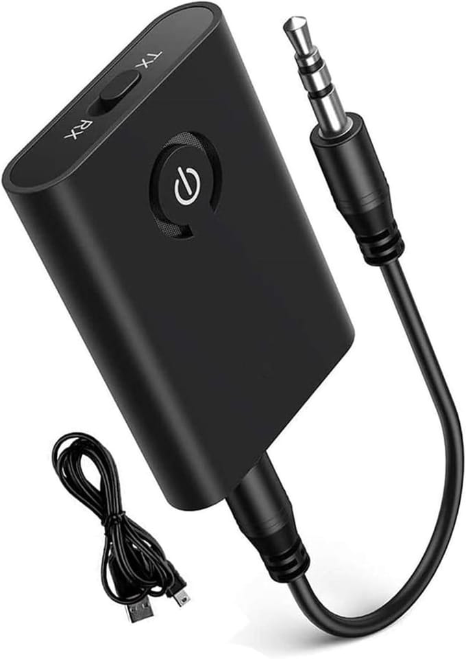 Bluetooth 5.0-zender – 2-in-1 Bluetooth-adapter – Zender en Ontvanger – 3,5 mm Stereouitgang – aptX Bluetooth-audioadapter – Dubbele Koppeling voor Hoofdtelefoon, PC, Computer, Luidspreker