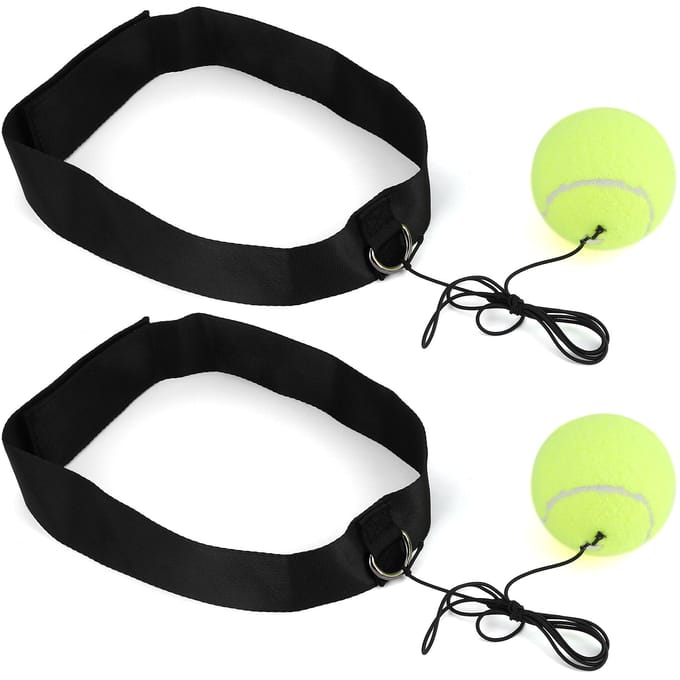 2 stuks Boksen Vechtbal met Hoofdband Snelheidsreactie Training Gym Oefenapparatuur yellow
