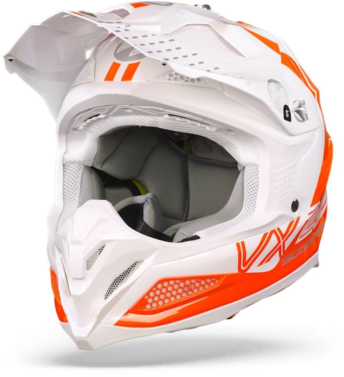Scorpion VX-22 Air Ares Wit-Neon Rood Crosshelm - Helm