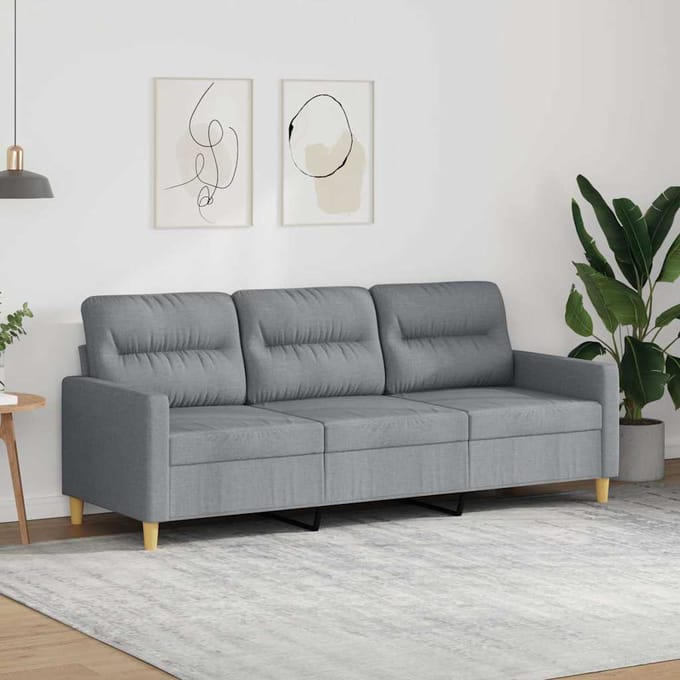 vidaXL - Driezitsbank - 180 - cm - stof - lichtgrijs