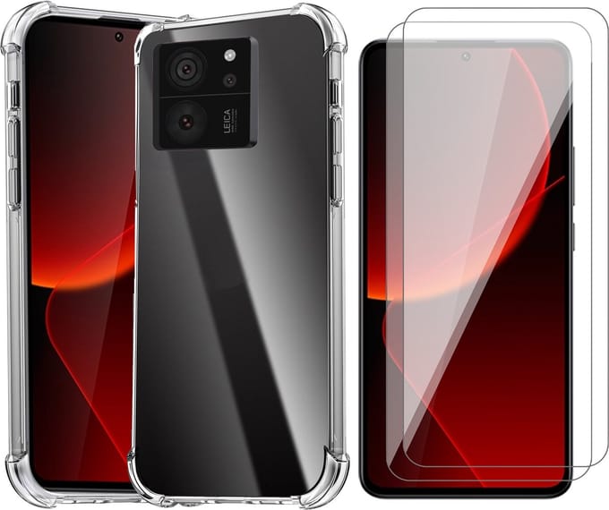 Hoesje geschikt voor Xiaomi Redmi 13T / 13T Pro - 2x Screenprotector Glas - Shockproof Transparant