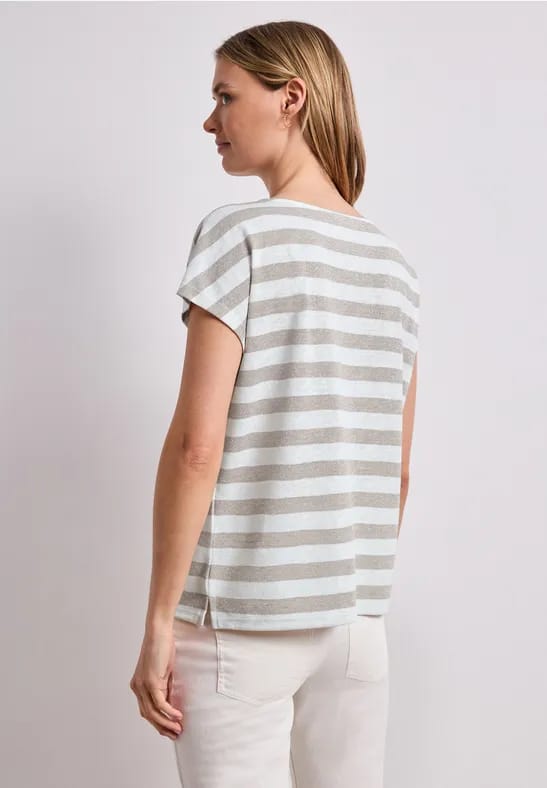 Shirt met hangende schouders, strepen en glitter
