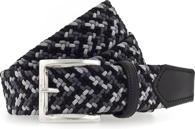 b.belt Riem Luca Stretch Belt W85 Black - Light Grey Zwart Veelkleurig