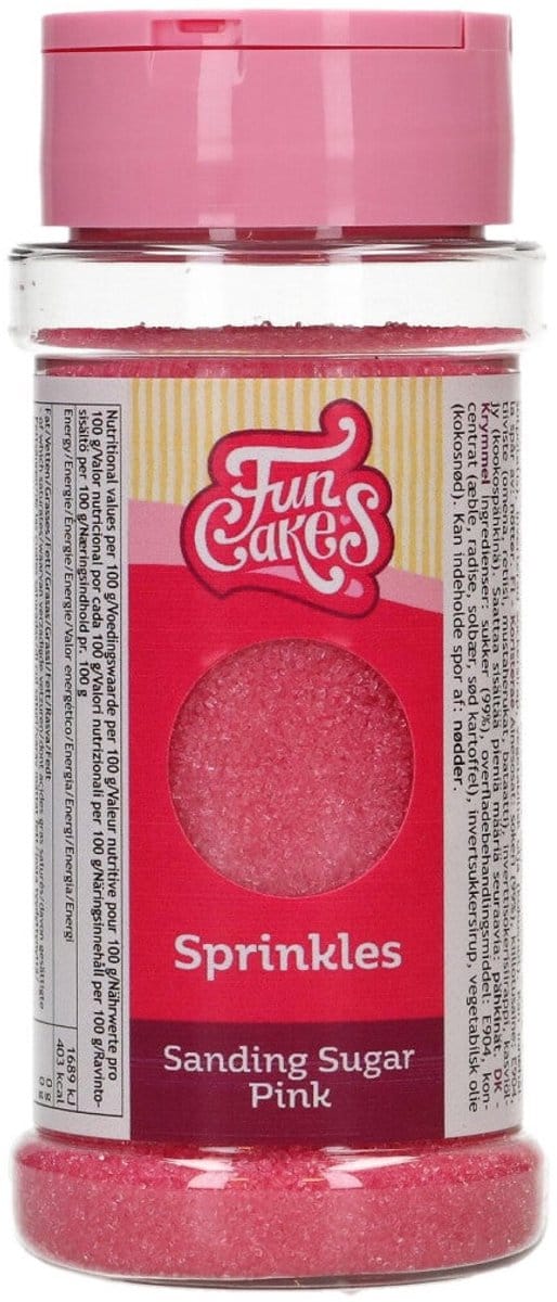FunCakes Sanding Sugar - Roze - 80g - Gekleurde Suiker - Eetbare Taartdecoratie