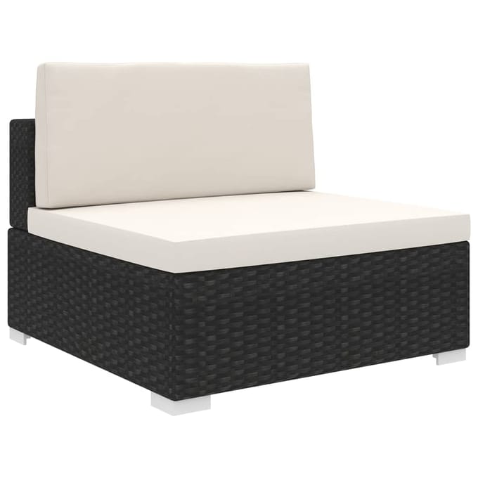 vidaXL - Tuinstoel - met - kussens - middensectie - poly - rattan - zwart