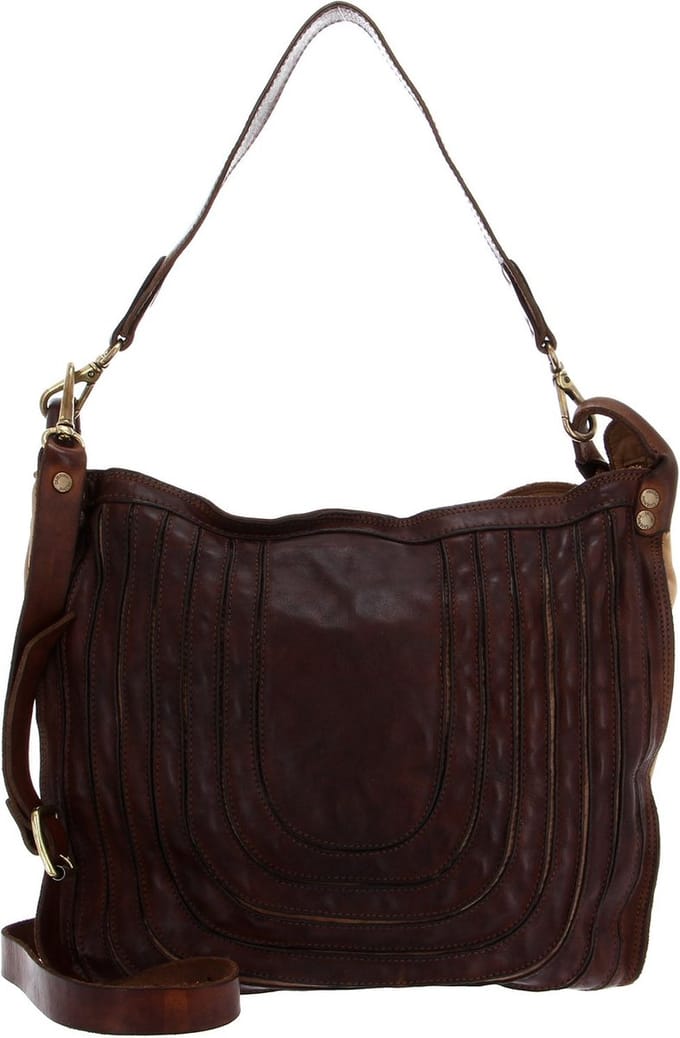 CATERINA LUCCHI Leren Shopper Schoudertas Stripes Tapiro Shoulder Bag Cognac Bruine