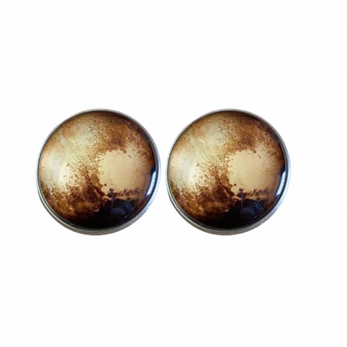 Clip oorbellen bruin zilverrand 2 cm Sandy