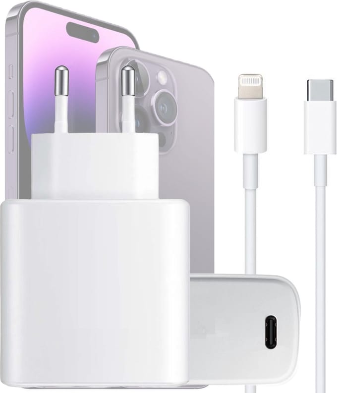 45w quick charger geschikt voor iPhone 14/13/12/11/X - Usb C naar Lightning kabel 1m - Snellader geschikt voor iPhone