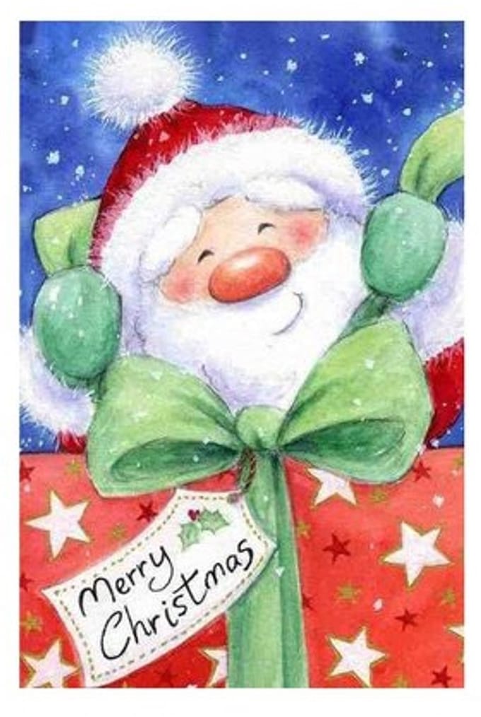 Wizardi diamond painting – Kerstman met kerstcadeau - 20 x 30 cm