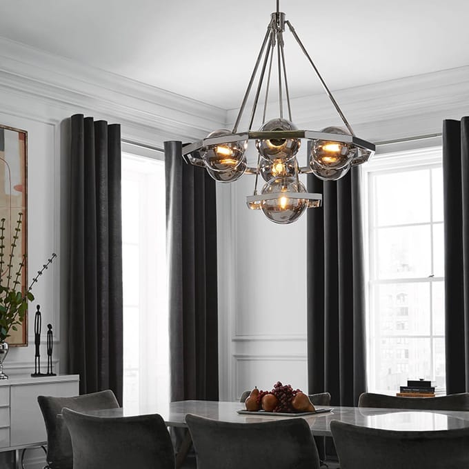 Feiss LED Kroonluchter | 7X E14 Max 60W | Dimbaar | Polished Nickel