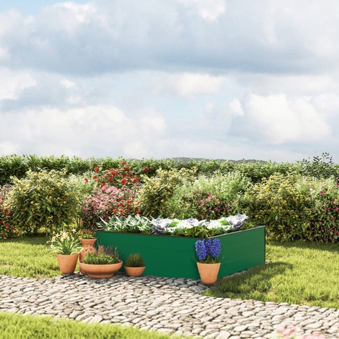 119 x 119 x 39 cm Moestuinbak Halfsize, Groen
