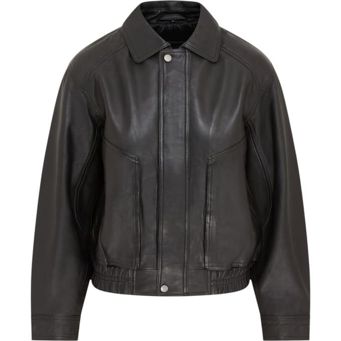 Dames zwarte leren Biker Bomber Oversized Jas - Blouson