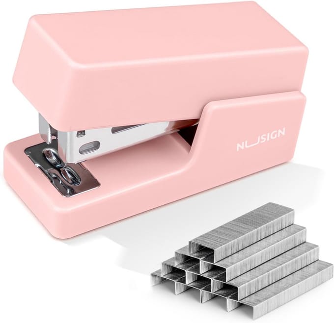 Mini nietmachine - Kleine bureaunietmachine - Papier binden - Capaciteit 25 vellen - 830 nietjes - Roze
