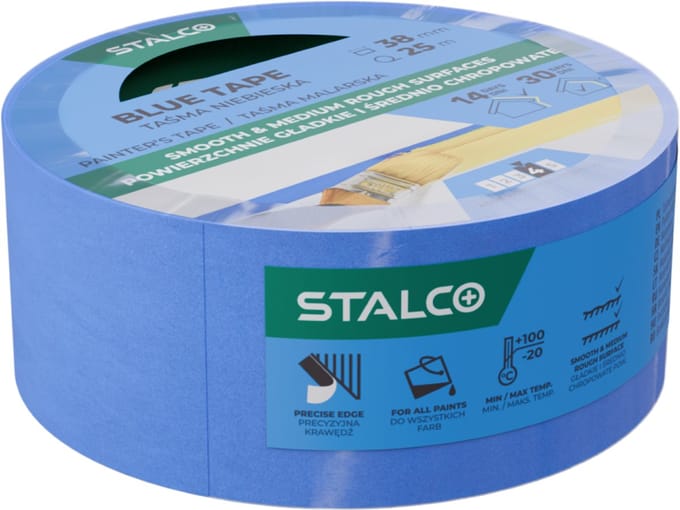 Blauwe Schilder Tape 38mm x 25m - Strakke Randen, UV-bestendig