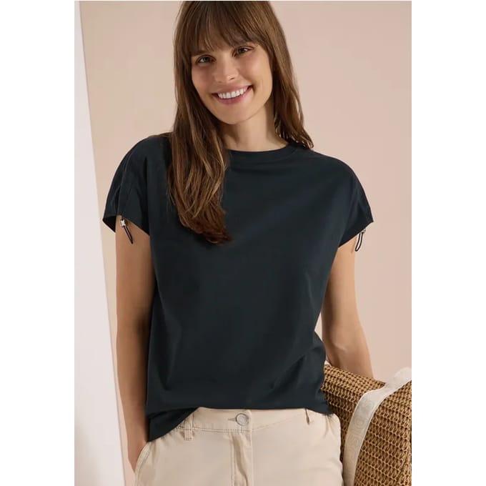Shirt met rimpels in effen kleur