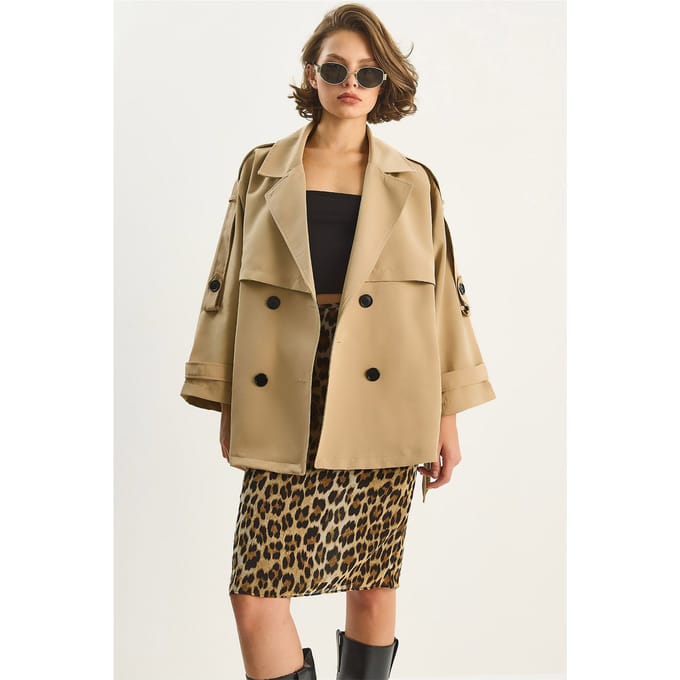 Knopen Midi Trenchcoat