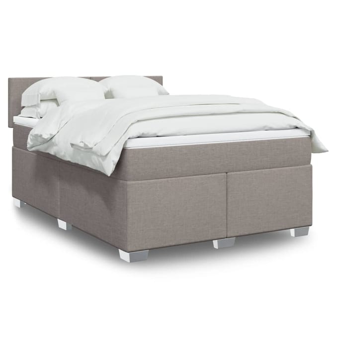 vidaXL - Boxspring - met - matras - stof - taupe - 160x200 - cm