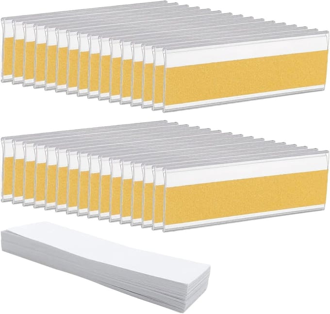 Labelhouders Zelfklevend - Etiketten Plastic - Orde Scheppen - Waterdicht Transparant - 76 x 25 mm - Transparant