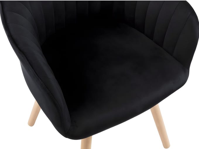 Vente-unique Set van 2 stoelen met armleuningen ELEANA - Fluweel & Metaal met houteffect - Zwart