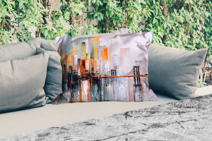 Buitenkussens - Olieverf - Schilderij - Skyline - Abstract - 60x40 cm - Weerbestendig