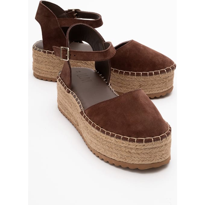 Viba Leren Espadrille Platform Sleehak Sandalen (Dames)