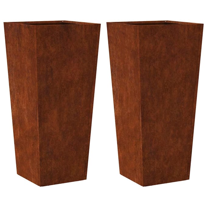 vidaXL - Plantenbakken - 2 - st - 35x35x75 - cm - weervast - staal