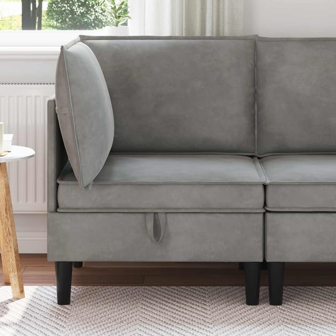 vidaXL - Sofa - met - opslag - Lichtgrijs - Fluweel