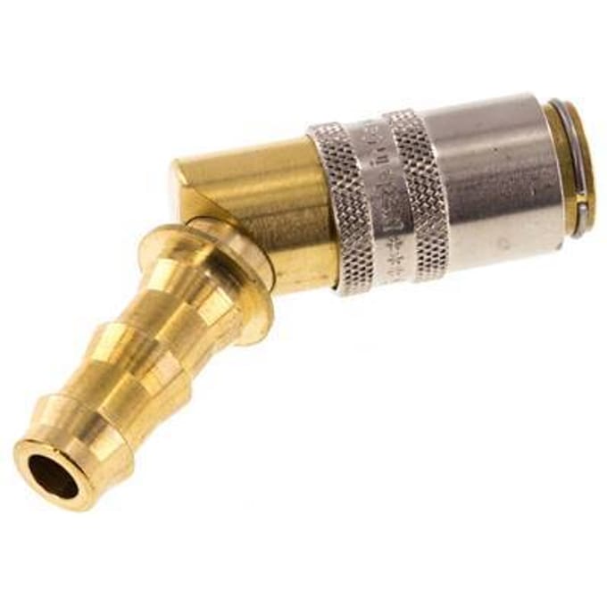 Messing DN 6 Tempereerkoppeling Snelkoppeling 9.5 mm Slangpilaar 45-deg