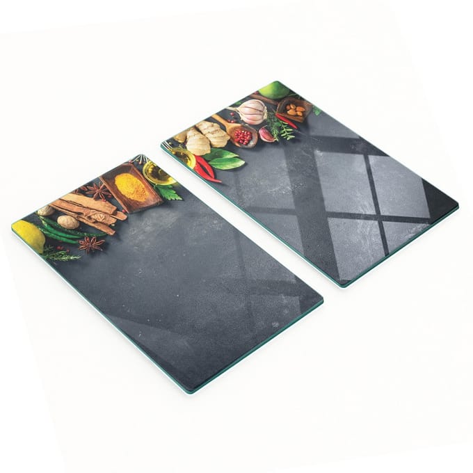 Geharde multifunctionele decoratieve snijplanken van glas voor curry en kruiden, 2x30x52 cm