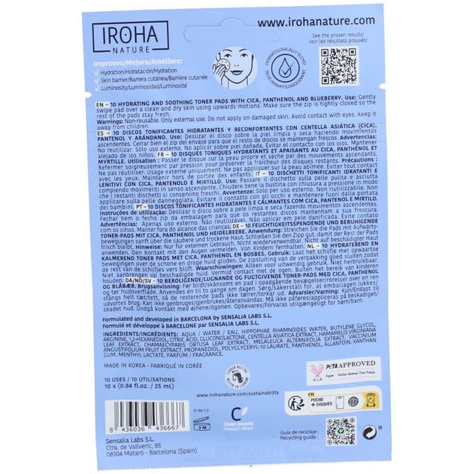 Iroha Nature Exfoliërende en hydraterende tonische schijven 10 Watten