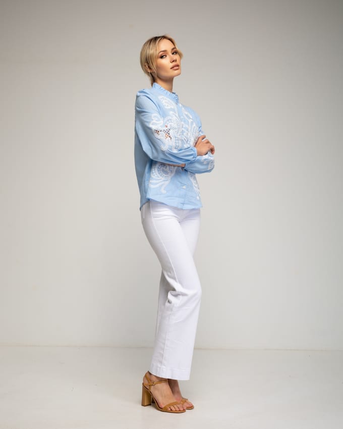 Basic wide leg jeans met een hoge taille.