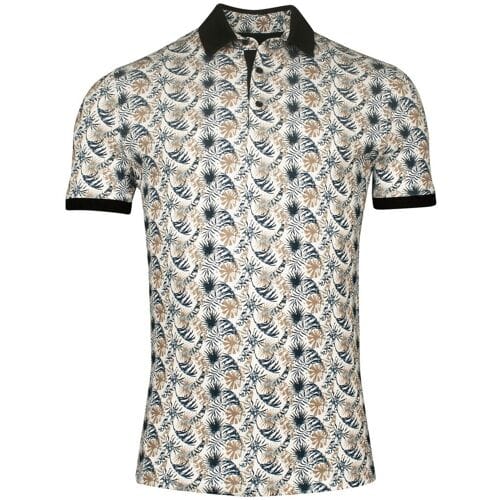 Giordano Polo Genardi Fantasy Allover Leaves Pattern Piqué Navy-Multi / male