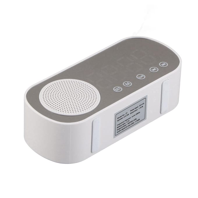 Digitale Wekker HIFI FM Radio Oplaadbare Bluetooth 5.0 Luidspreker Spiegelklok voor Lezen Reizen white