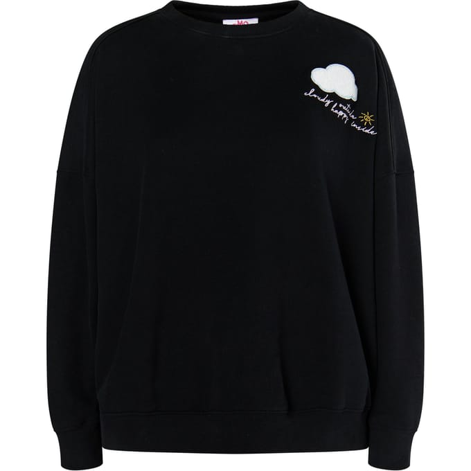 Mymo Sweatshirt met applicatie Dames zwart