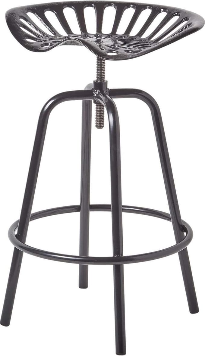 Homescapes - Vintage barkruk tractor zithoogte verstelbaar - 74cm - zwart