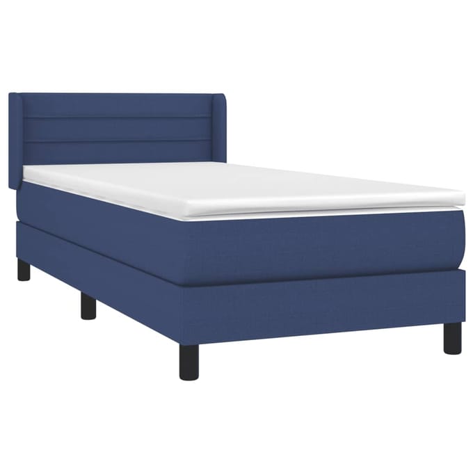 vidaXL - Boxspring - met - matras - stof - blauw - 80x200 - cm