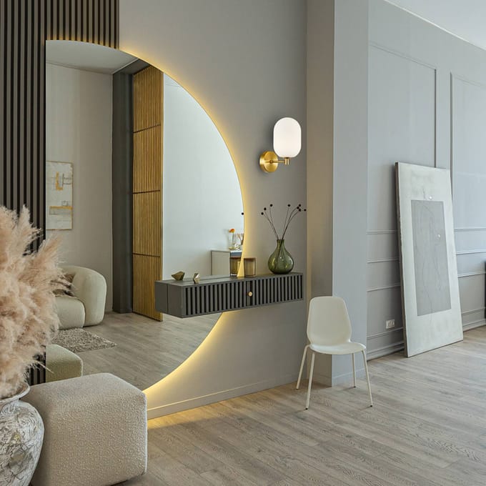 Eko-Light Wandlamp Alias, metaal goudkleurig, opaalglas, 1-lamp