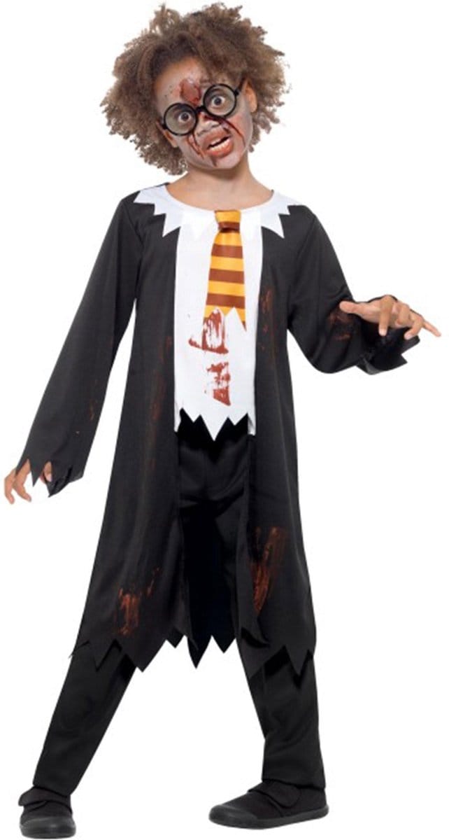 Smiffys - Zombie Student Kinder Kostuum - Kids tm 9 jaar - Zwart/Wit