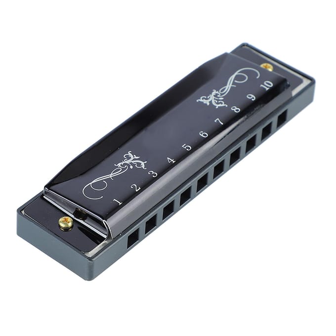Harmonica 10 Trous 20 Tonalités Do Professionnel Standard avec Étui pour Enfant Débutant noir