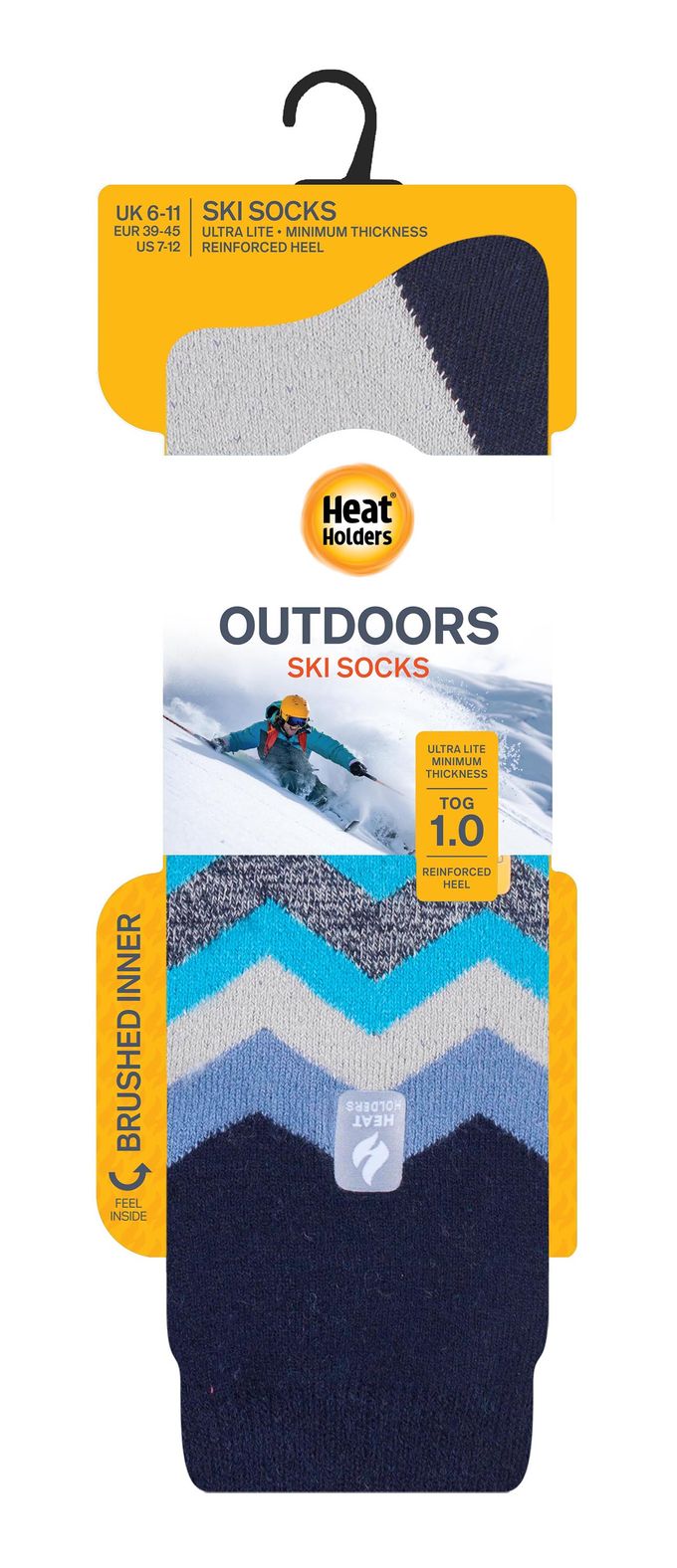 Heat Holders Dames lichtgewicht thermo skisokken - Gray Zig Zag